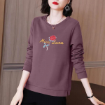 Rose Branch Print Pullover Naiste puuvillane s&auml;rk pikkade varrukatega T-s&auml;rk vabaaja l&otilde;hikuga s&auml;rk kevad XXL punane