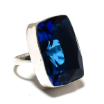 Naturaalne London Blue Topaas Kivist 925 Sterling H&otilde;be S&otilde;rmus Suurus 10 G8w42