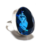 Natural London Blue Topaz Gemstone 925 Sterling Silver Gift Ring Size 7 e6i85