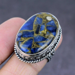 Natural Copper Sodalite Gemstone Handmade 925 Sterling Silver Ring Size 7 n8u84