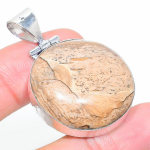 Natural Picture Jasper Gemstone 925 Sterling Silver Gift Pendant 1.81 w7h04