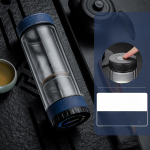 Tee ja vee eraldamine kahekihiline teetass Kingitus &auml;rimeestele, k&otilde;rgekvaliteediline veetass 350ml must