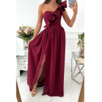 Naiste mood vabaaja maksikleit Elegantne l&otilde;hestatud pikad kleidid pitsist peokleit L veinipunane v&auml;rv