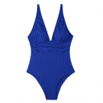 Naiste suvine Monokini Deep V kaelusega varrukateta soonikuga &uuml;hes t&uuml;kis ujumistrikoo hingav &uuml;hev&auml;rviline kiiresti kuivav ujumiskost&uuml;&uuml;m M roheline