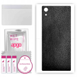 apgo Protective Skin Sticker for the back compatible with Sony Xperia XA1, Wrap Film, Foil, Vinyl - Pattern Black Leather