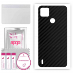 apgo Protective Skin Sticker for the back compatible with Tecno Pop 4 LTE, Wrap Film, Foil, Vinyl - Pattern Carbon Black