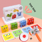 Cube Face Change Ehitusklotsid lauam&auml;ng Puidust pusle Montessori ilme Puidust klotsid Blood lastele Lastele M&auml;nguasjad Kingitus