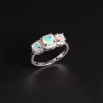 100% naturaalne opaalh&otilde;be naiste s&otilde;rmus t&otilde;elistest v&auml;&auml;riskividest 925 h&otilde;bedast peened ehted naistepeoks Tutvumisfestivali kingitus us ring size 6# valge