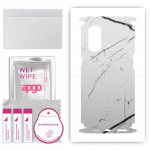 apgo Protective Skin Sticker for the back+sides compatible with Oppo Reno4 Pro 5G, Full Wrap Film, Foil, Vinyl - Pattern White Marble