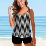Naiste ujumisriided Tankini 2-osaline ujumisriided, punased lilled, prinditud ujumisriided 6XL must