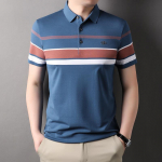 Meeste l&uuml;hikeste varrukatega T-s&auml;rk, Suvine triibuline lahtise l&otilde;ikega poolpikade varrukatega T-s&auml;rk, &Auml;ri polos&auml;rk, Trendikad meeste riided M sinine