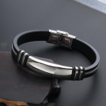 Uus moodne randmepael must punkkummist silikoonist roostevabast terasest meeste k&auml;ev&otilde;rud k&auml;ev&otilde;rud 21.5cm must