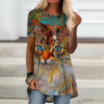 Anime Cat Print Harajuka T-s&auml;rgid Naiste Raglan L&uuml;hikeste varrukatega Suvine Disainer vabaaja T-s&auml;rk O-kaelusega Naiste Topid M