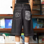 2024 Vintage Tikand Baggy Naiste Teksap&uuml;ksid L&uuml;hikesed P&uuml;ksid &Uuml;lisuured T&auml;navamood Retro Stiil Jorts Hipilik Laiade S&auml;&auml;rtega Denim P&uuml;ksid Suvi S must