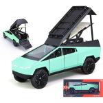 1/32 Tesla pikapihaagise haagiselamute mudelikomplekt, maastikus&otilde;idukite sulam, automudeli survevalu metallist m&auml;nguasi, veoauto mudeli simulatsioonihelivalgusti, koos haagisautoga 1/32-Size:35*7.5*7cm roheline