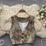 Vintage lilleprinteriga &scaron;ikk paakitop naistele tikandid V-kaelusega prantsuse stiilis Camis naiste suvine retro k&otilde;ik sobivad moekujundusega peovest One Size aprikoosi