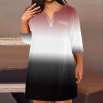 Naiste moesuuruses V-kaelusega seitsme varrukaga vabaaja kleidid, vabad tr&uuml;kitud taskutega kleidid L must