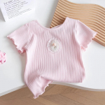 T&uuml;drukute &otilde;huke l&uuml;hikeste varrukatega T-s&auml;rk suvine armas printsess, lill, &uuml;hev&auml;rviline poolvarrukatega 90 roosa