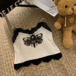 suvine naiste pits rinnapatjadega sling Topid Naiste rihmad Tankid harajuku Streetwear Camisole seksikad liblikaga tr&uuml;kitud Crop Tops one size valge