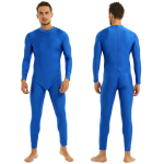 Meeste turtleneck kost&uuml;&uuml;m Unitard Spandex pikkade varrukatega Bodysuit Zentai &uuml;likond 2XL sinine