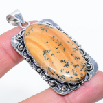 Honey Dendritic Gemstone Handmade 925 Sterling Silver Jewelry Pendant 2.36 w7y65