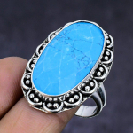 Santa Rosa Turquoise Gemstone 925 Sterling Silver gift Jewelry Ring Size 10 B6O19