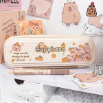 Armas multikas Capybara pliiatsitase, suure mahutavusega mustusekindel kaasaskantav pliiatsikott Esteetilised kirjatarbed koolitarbed helepruun v&auml;rv