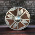 60,96 cm lahingus kantud Viking Shield, Cosplay lahinguvalmis kilp, t&auml;ielikult funktsionaalne puidust kaitsekilp lahinguks