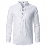 Uus meeste V-kaelusega s&auml;rk T-s&auml;rk Mood Vintage &otilde;huke pikkade varrukatega meeste vabaaja hingav Viking esipitsiga meeste rannas&auml;rgid Yasheng S valge