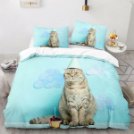 3D Lemmiklooma Kassi Voodipesukomplekt King Queen Voodikate Padjap&uuml;&uuml;r 2/3 tk Armas Loom Pehme Kate Kingitus &Uuml;hekohaline Voodi Kahekohaline Voodi Baby 100x135cm