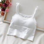 &Otilde;mblusteta Crop Tank Top Naiste Soliidne pesu Traadivaba U-kujuline Bralette, laiade rihmadega triibuline aluspesu Uus spordirinnahoidja One Size valge
