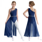 T&uuml;drukute varrukateta ballett, l&uuml;&uuml;riline ballisaal, kaasaegse tantsu etendus Chiffon Splice tantsuriided, v&otilde;imlemiskost&uuml;&uuml;m 11-12 Years