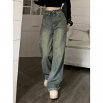 Y2k kottis laia s&auml;&auml;rega teksad Naiste vintage t&auml;navariided Pestud teksap&uuml;ksid Basic Slouchy sinised p&uuml;ksid naiste s&uuml;gis S