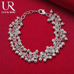 925 Sterling h&otilde;bedane kaherealine matthelmestega kett k&auml;ev&otilde;ru Moodsad pulmaehted 20CM