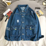 Kevad ja S&uuml;gis Uus Trendikas Br&auml;nd Rebitud Denim Jakid Meestele Korea Stiil L&otilde;tv Vabaaja Kena Mitmek&uuml;lgne Jakid 2XL gray