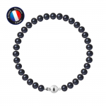 Bracelet - PERLINEA - V&eacute;ritable Perle de Culture d'Eau Douce 6-7 mm - Argent 925 - Fermoir Boule - Noir