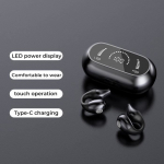 DEL noire-Mode &Eacute;couteurs sans fil Bluetooth 2023 &agrave; Conduction osseuse, Clip d'oreille, oreillettes de sport a