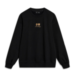 Li Ning Spordielustiili Seeria Fliisist Pullover &Uuml;mmarguse Kaelusega Tagak&uuml;ljel Muster Tr&uuml;kitud Pikkade Varrukatega Varajase S&uuml;gise Dressipluus Unisex dressipluus Must AWDU925-3 S