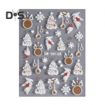 1 lehe j&otilde;uluk&uuml;&uuml;nte kunsti kleebis veekindel 3D reljeef j&otilde;uluvana lumememm p&otilde;der lumehelves j&otilde;ulupuu pall v&otilde;ltsk&uuml;&uuml;nte kaunistuse kleebis B