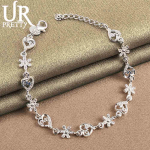 925 Sterling h&otilde;be AAA tsirkoonist s&uuml;damekujuline lillega k&auml;ev&otilde;ru Moodsad pulmaehted 20CM