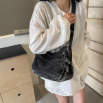 Naiste teksast messenger-kott moekad &otilde;lakotid vabaaja crossbody-kotid mitme taskuga kandekott naiste retro sling-kott must