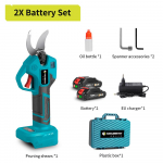 NEWBENY 30 mm harjadeta elektriline oksak&auml;&auml;r, 4 k&auml;iguga juhtmeta laetav puuviljapuu bonsai oksal&otilde;ikur Makita 18 V aku jaoks 2x Battery-EU plug