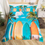 Ranna Ookeani Voodipesukomplekt Palmid Tekikott Mereline Merenduslik Meri Surfamine Tepikott Suvine Hawaii Surfilaud Tekikott EU Single(135x200cm)