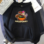 Burgerpommes Icrimax Graafilised kapuutsid Mugavad vabaaja hip-hop t&auml;navar&otilde;ivad Unisex meeste/naiste fliisist dressipluusid prindiga kapuuts XS must