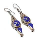 Natural Lapis Lazuli Gemstone Handmade Jewelry Earring 2.36 n4a33
