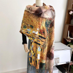 Ka&scaron;miir-imitatsiooniga naiste sall, kahepoolne digitaaltr&uuml;kiga tupsall, talvine soe sall, retro pikk sall 180 * 68cm