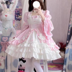 Naiste vintage lolita kleit gooti Y2k puff l&uuml;hikeste varrukatega lamineeritud volangidega minikleidid vibu volangidega printsess Vestidos XL