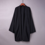 Meeste pikk &uuml;hev&auml;rviline jaapani kimono pont&scaron;o suvine vabaaja naiste Yukata Haori ranna must Hiyoshi s&auml;rgi jope L must