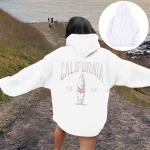 Naiste moe pikkade varrukatega dressipluus kirjaga tr&uuml;kitud kapuutsiga, n&ouml;&ouml;riga pullover, suur taskuga dressipluus XL valge
