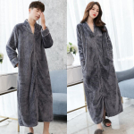 &Uuml;hes t&uuml;kis s&uuml;gis- ja talvine unisex &ouml;&ouml;s&auml;rk Plus Size vanniseelik Talvine pikk &ouml;&ouml;s&auml;rk Paks flanellist &ouml;&ouml;s&auml;rk naistele XL valge